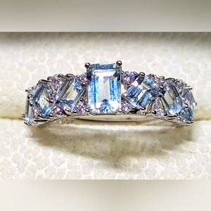 Aquamarine S925 adjustable ring.